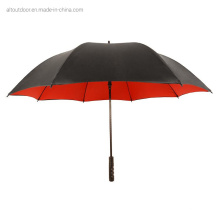 Customized Logo Print Fiberglass Straight Red Double Layer Windproof Travel Golf Umbrella